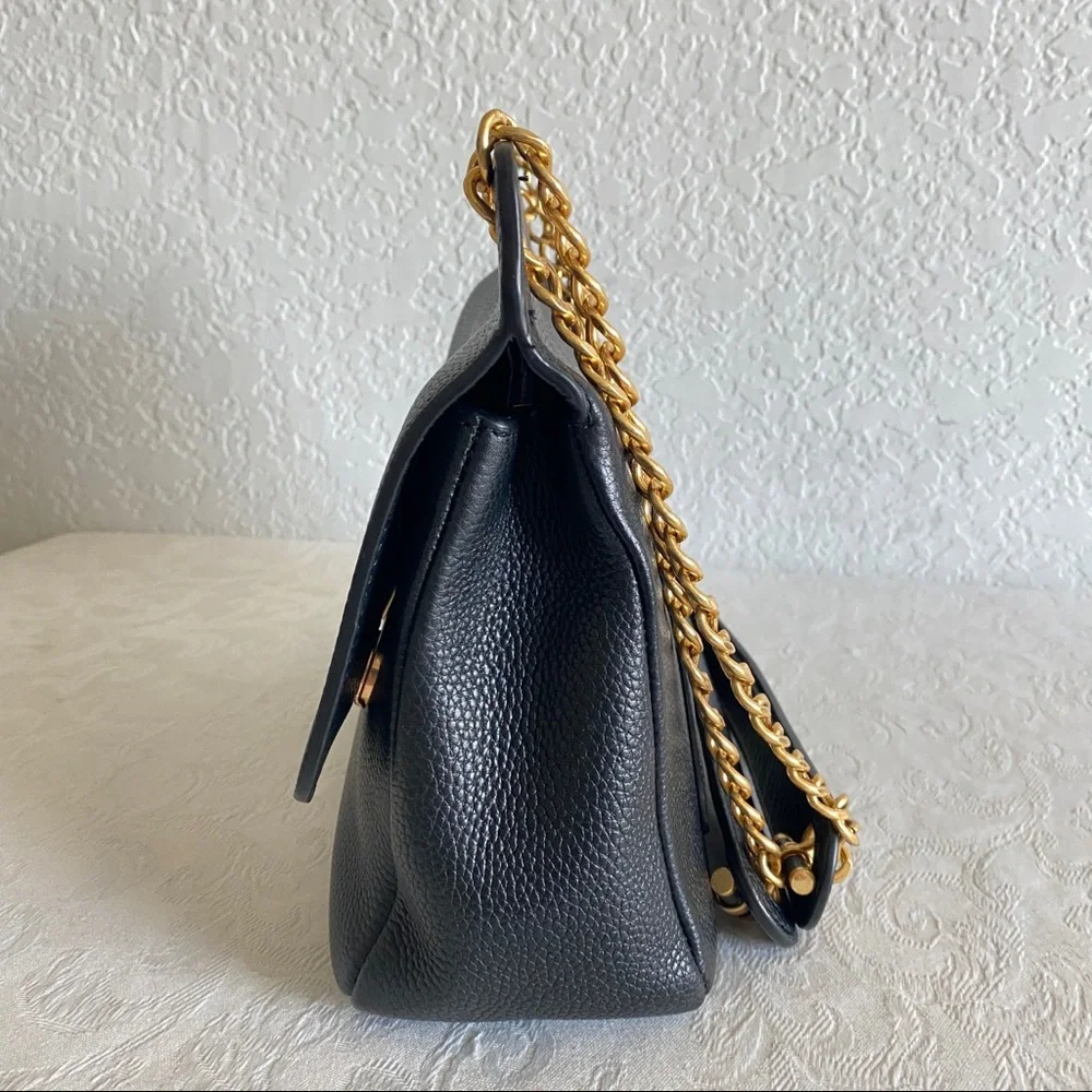 Tory burch black chain strap flap bag